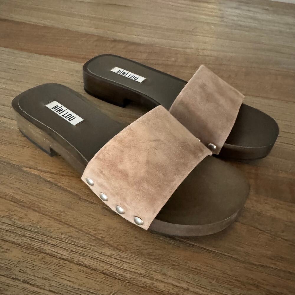 Bibi Lou (Anthropologie) Wood-Bottom Slides - Size 37 - Picture 2 of 7